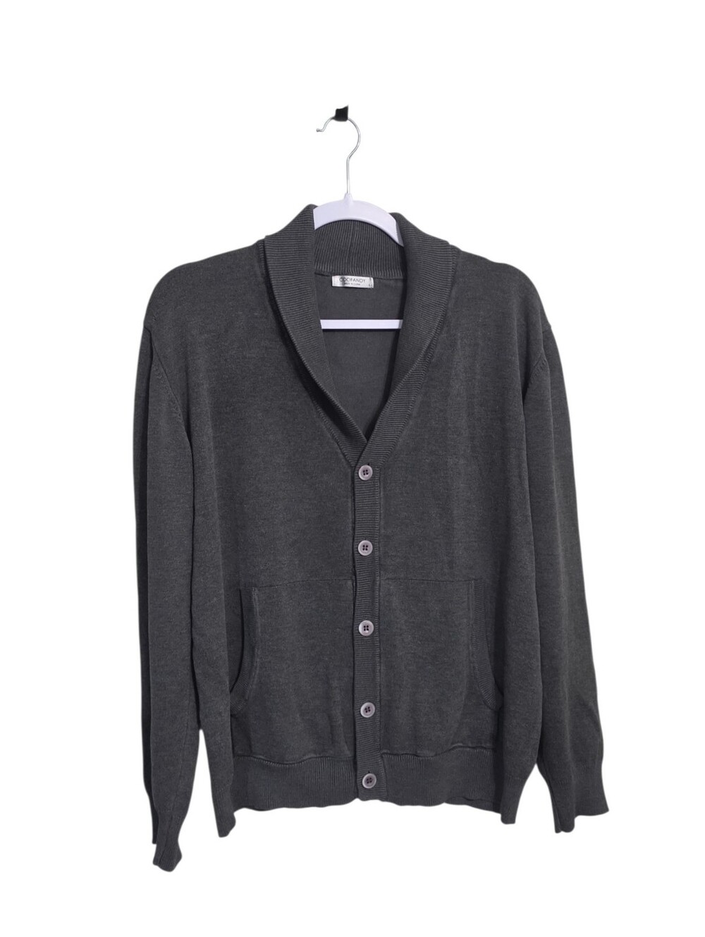 Gray Mens Grandpa Cardigan Sweater L Preppy Academia Old Money